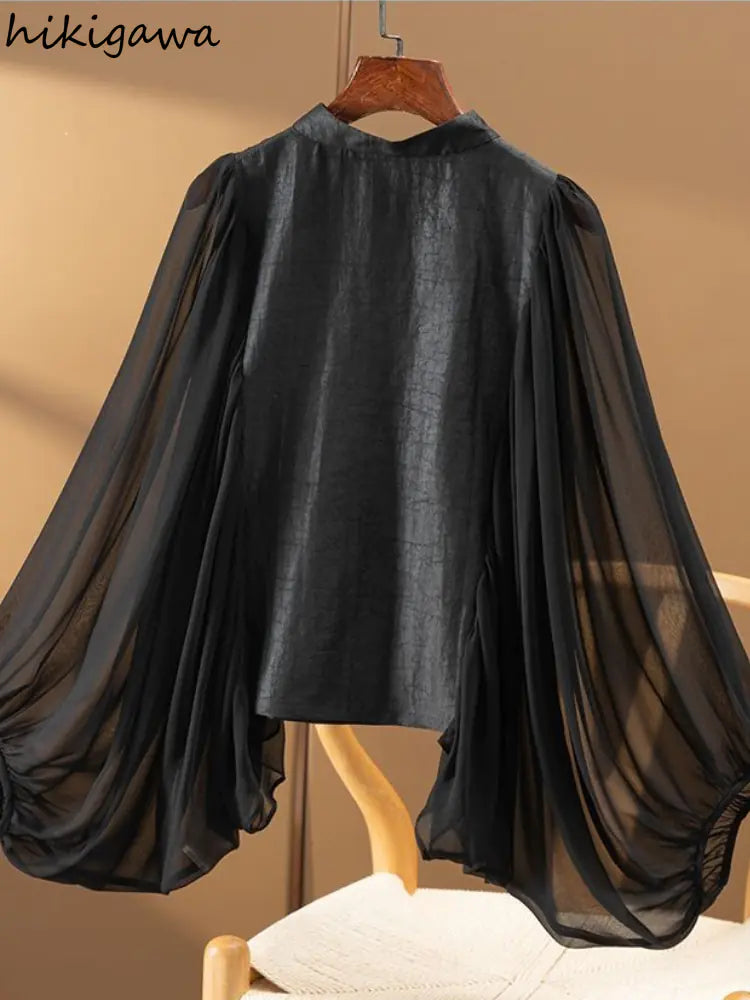 2023 Women's Vintage Patchwork Blouses with Batwing Sleeves