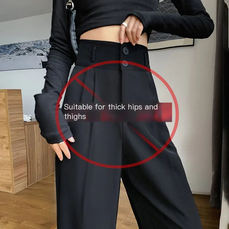 High-Waisted Gray Suit Trousers with Wide Legs