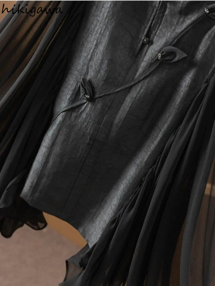 2023 Women's Vintage Patchwork Blouses with Batwing Sleeves